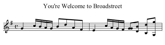 You're Welcome to Broadstreet - staff notation