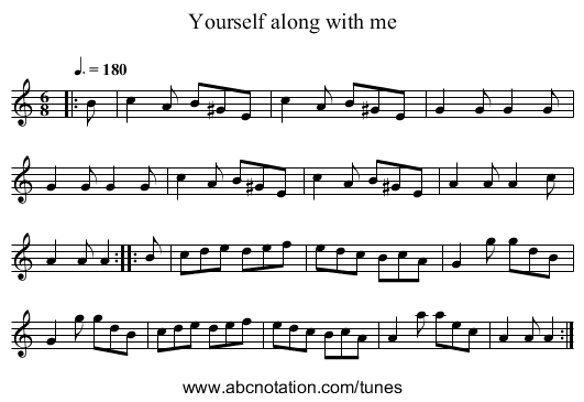 Yourself along with me - staff notation