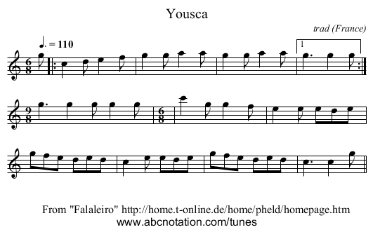 Yousca - staff notation