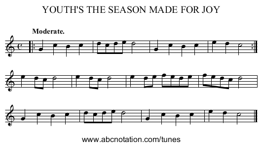 YOUTH'S THE SEASON MADE FOR JOY - staff notation