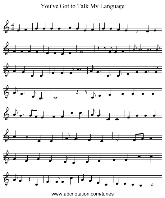 You've Got to Talk My Language - staff notation