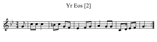 Yr Eos [2] - staff notation
