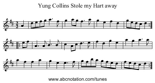 Yung Collins Stole my Hart away - staff notation
