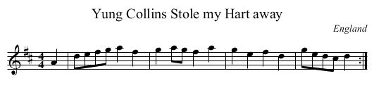 Yung Collins Stole my Hart away - staff notation