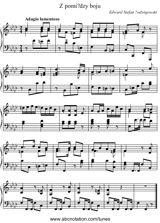 Z pomi?dzy boju - staff notation