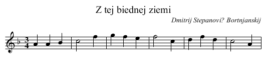 Z tej biednej ziemi - staff notation