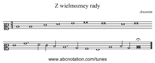Z wielmozney rady - staff notation
