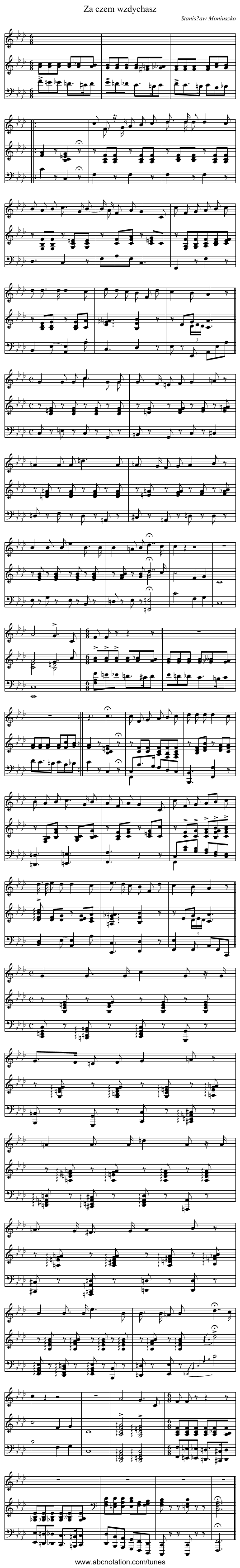 Za czem wzdychasz - staff notation