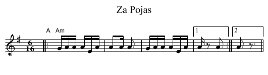 Za Pojas - staff notation