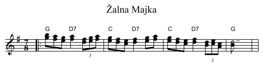 &Zcaron;alna Majka - staff notation