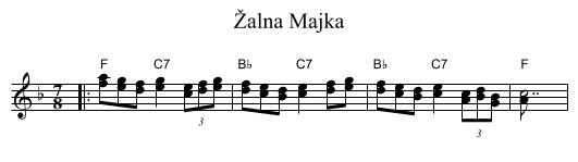 &Zcaron;alna Majka - staff notation
