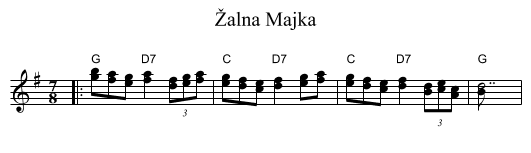 &Zcaron;alna Majka - staff notation