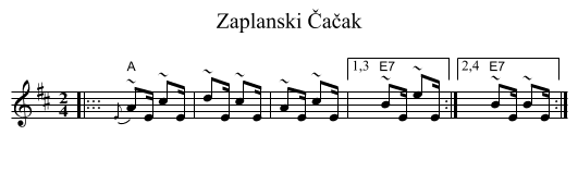 Zaplanski Čačak - staff notation