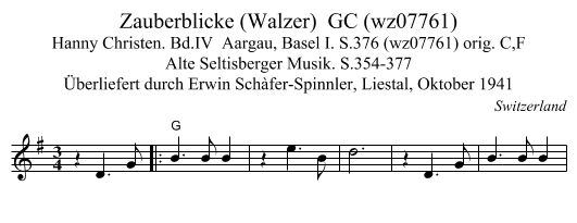 Zauberblicke (Walzer)  GC (wz07761) - staff notation