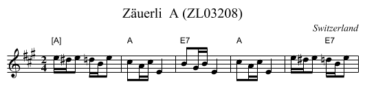Zäuerli  A (ZL03208) - staff notation