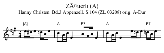ZÃ¤uerli (A) - staff notation