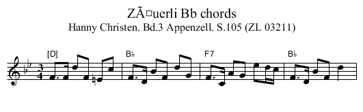 ZÃ¤uerli Bb chords - staff notation