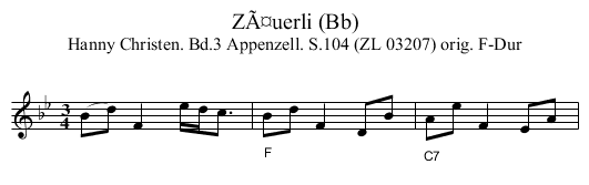 ZÃ¤uerli (Bb) - staff notation
