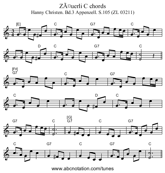 ZÃ¤uerli C chords - staff notation