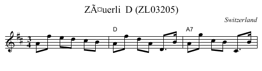 ZÃ¤uerli  D (ZL03205) - staff notation