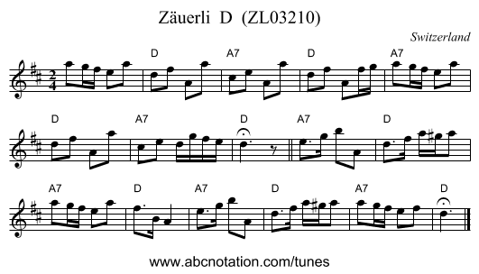 Zäuerli  D  (ZL03210) - staff notation