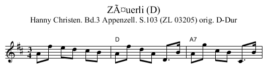 ZÃ¤uerli (D) - staff notation