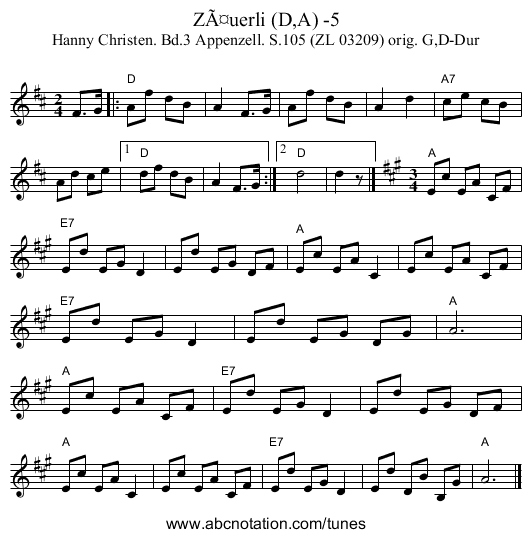 ZÃ¤uerli (D,A) -5 - staff notation
