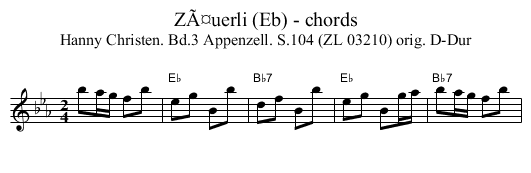 ZÃ¤uerli (Eb) - chords - staff notation
