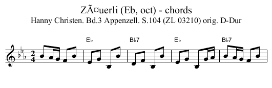 ZÃ¤uerli (Eb, oct) - chords - staff notation