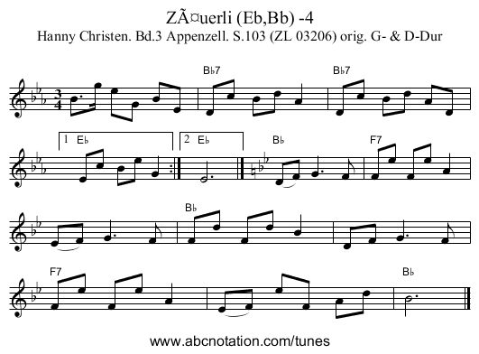 Zäuerli (Eb,Bb) -4 - staff notation