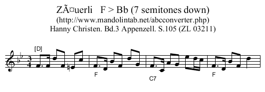 ZÃ¤uerli   F > Bb (7 semitones down) - staff notation