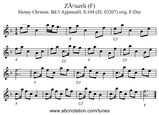 ZÃ¤uerli (F) - staff notation