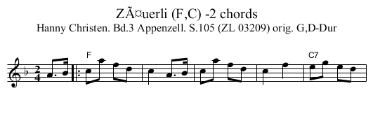 ZÃ¤uerli (F,C) -2 chords - staff notation