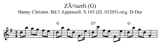 ZÃ¤uerli (G) - staff notation
