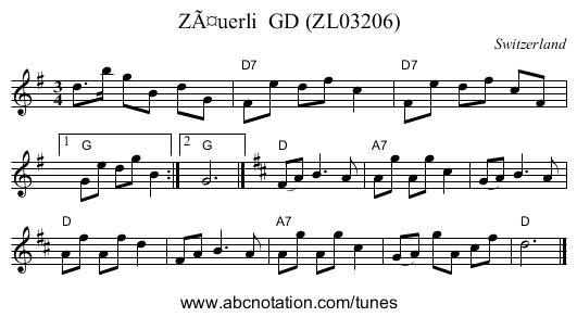 ZÃ¤uerli  GD (ZL03206) - staff notation