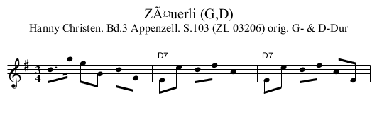 ZÃ¤uerli (G,D) - staff notation