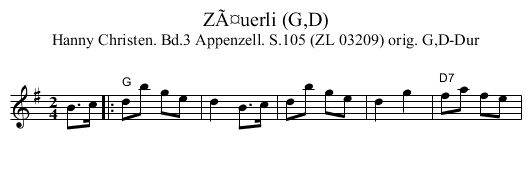 ZÃ¤uerli (G,D) - staff notation