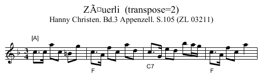 ZÃ¤uerli  (transpose=2) - staff notation