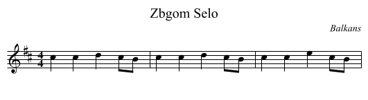 Zbgom Selo - staff notation