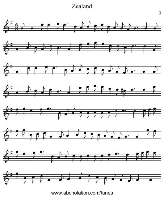 Zealand - staff notation