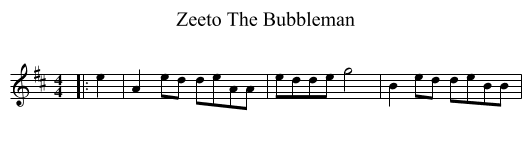 Zeeto The Bubbleman - staff notation