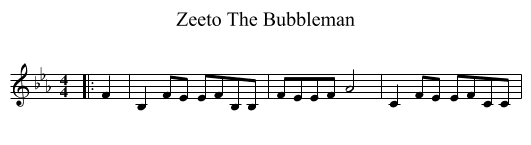 Zeeto The Bubbleman - staff notation