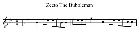 Zeeto The Bubbleman - staff notation