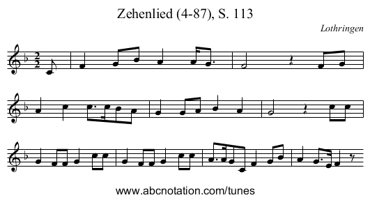 Zehenlied (4-87), S. 113 - staff notation
