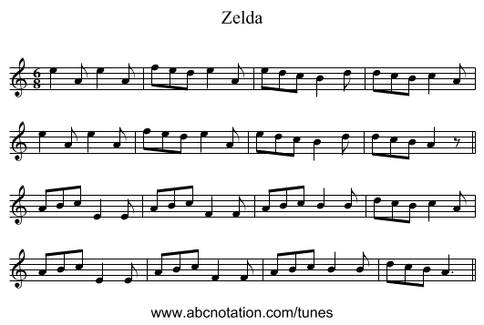 Zelda - staff notation