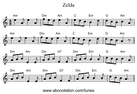 Zelda - staff notation