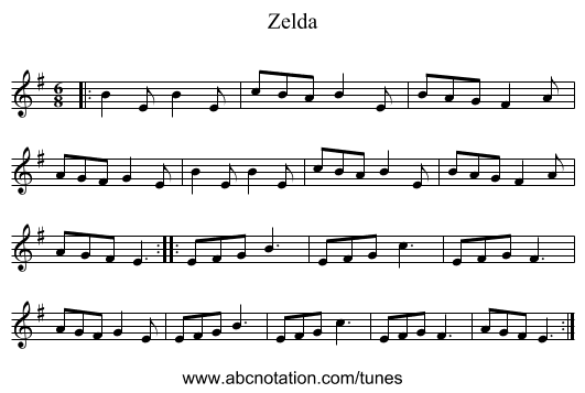 Zelda - staff notation
