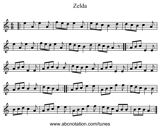 Zelda - staff notation