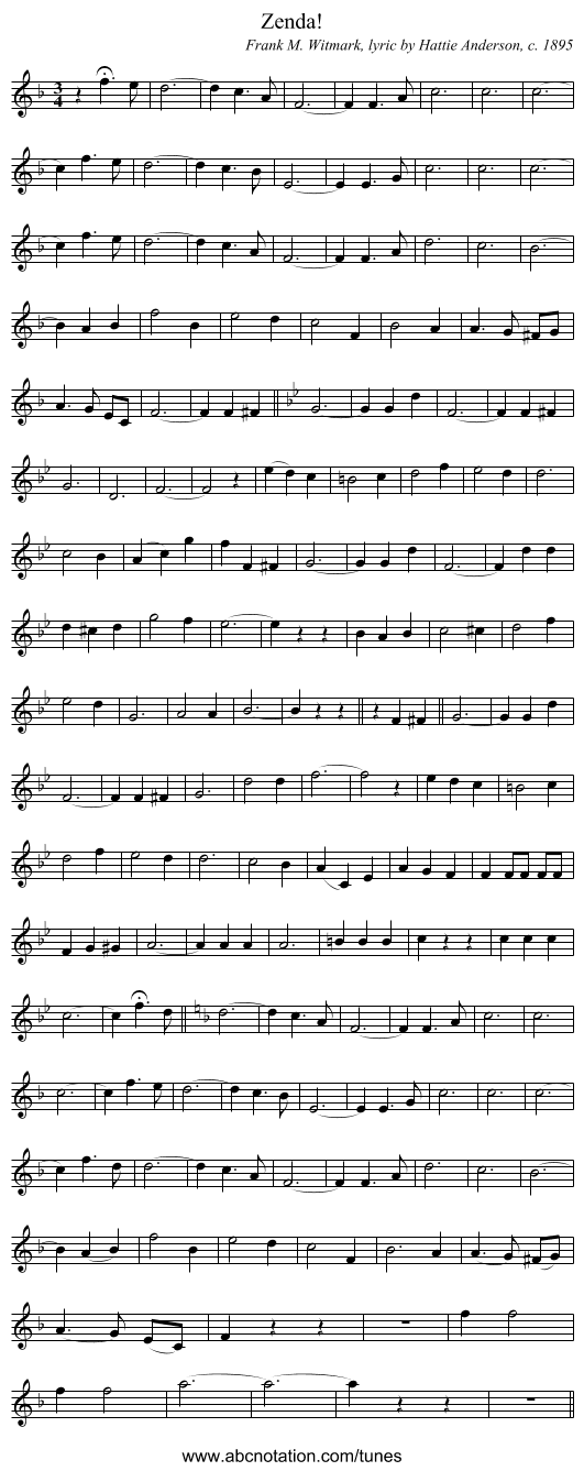 Zenda! - staff notation