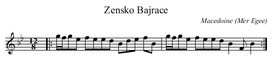 Zensko Bajrace - staff notation